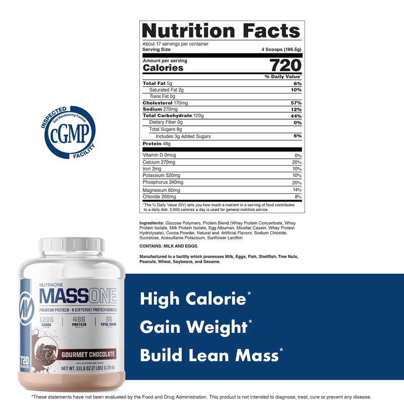 NutraOne Massone Mass Gainer Protein Powder Gain Weight Protein Meal