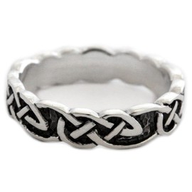 Windalf Irish Celtic Silver Ring ARKA 5mm Infinity Knot Bohemia Friendship Band Ring 925 Sterling Silver, Fabric, No gemstone.