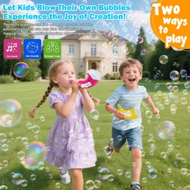 Bubble Machine Children's Musical Bubble Gun that Can Be Blowed with Your Mouth and Can Also Produce Soap Bubbles Automatically - Yellow