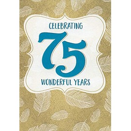 Designer Greetings White Feathers - Celebrating 75 Wonderful Years Age 75 / 75th Birthday Card