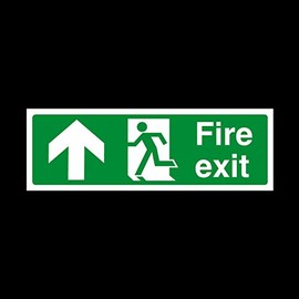 50x Fire Exit Arrow Up Sign 300mm x 100mm - Plastic Sign