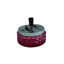 Hank Star 4.75" Round Push Down Glass Ashtray with Spinning Tray ~ Choose Your Own Color (Purple)
