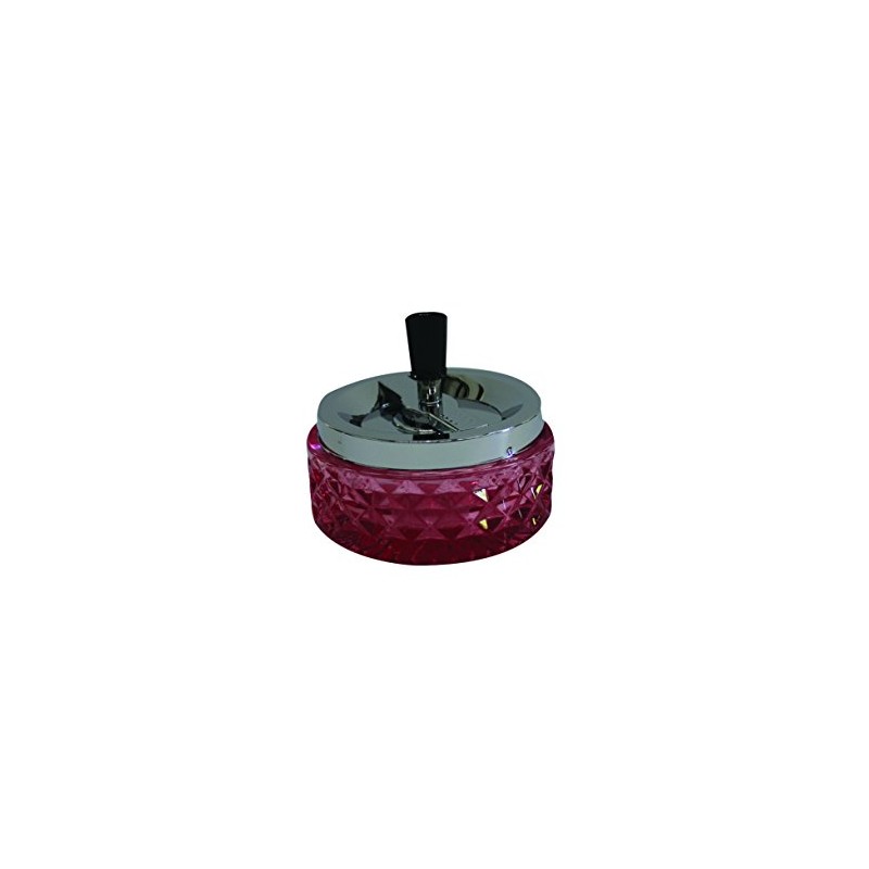 Hank Star 4.75" Round Push Down Glass Ashtray with Spinning