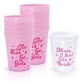 Homiliky 12 Pcs Bachelorette Party Bride Tribe Cups,White Pink Bridal Shower Cups Hen Party Cups,Bachelorette Party Drinking Cups for Engagement Wedding Supplies Hen Party Accessories (Pink)