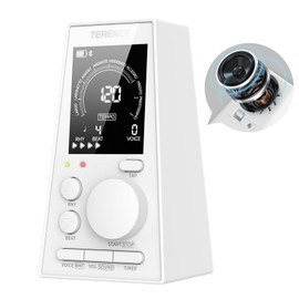 TERENCE Metronome for Piano, Guitar, Drum and All Musical Instruments, Digital Metronome with Volume, Rhythm Adjustable, Rechargeable, Electric Metronome with Timer Function, LCD Display (White)
