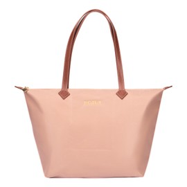 BOJLY Large Capacity Waterproof Tote Bag for Women - Foldable Reusable Shopping Bag for Travel, School & Work - Lightweight Packable Shoulder Bag (Peach Puff)