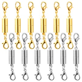 WLLHYF 12pcs Gold Color and Silver Color Magnetic Lobster Clasp for Jewelry Locking Clasps and Closures Bracelet Lobster Clasp DIY Necklace Bracelet Crafts Supplies