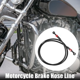 X AUTOHAUX Brake Hose AN3 28 90 Degree M10 Motorcycle Hydraulic Brake Line Oil Hose Pipe Fitting for ATV Motorcycle Motocross Racing Bike 130cm Black 1Set