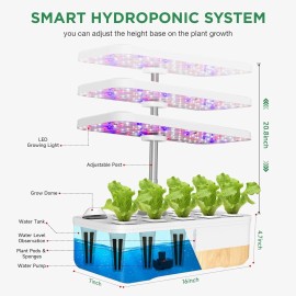 Ceouheia Hydroponics Growing System 12Pods, Indoor Herb Garden with LED Grow Light