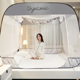 One-touch square mosquito net bed mosquito net (dynamic), double/queen No. 3 (M-DY03) gray / 원터치 사각모기장 침대모기장 (다이나믹), 더블/퀸 3호(M-DY03) 그레이