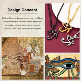 FaithHeart Stainless Steel Egyptian Horusu Eye Pendant Punk Gothic Ankh Cross Chain for Men Boys Men Egyptian Amulet for Birthday Christmas, Stainless Steel