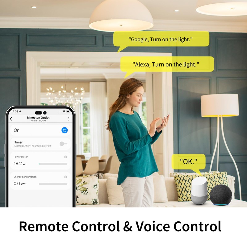 Minoston 800 Z-Wave Plug with Energy Monitoring, Z-Wave Plus Mini
