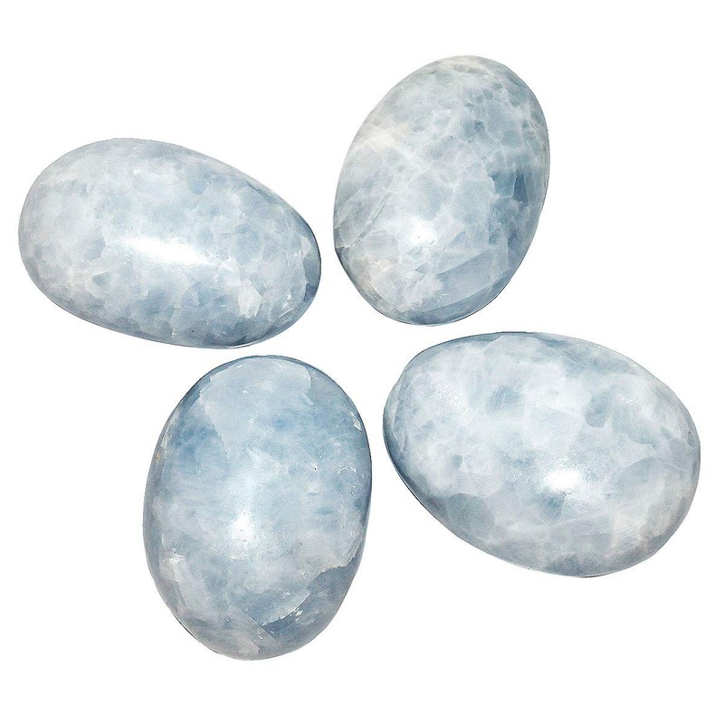 Nupuyai Celestite Irregular Tumbled Polished Stone,Pocket Palm Worry Stone for