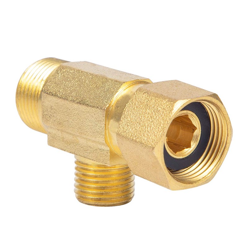 Breezliy Brass Angle Stop Add-A-Tee Valve,3/8-Inch Compression Inlet X 3/8-Inch