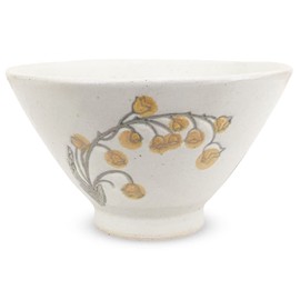 J-kitchens Izan Kiln Rice Bowl, 4.3 inches (11 cm), Hasamiyaki, Made in Japan, Lily of the Valley, Yellow