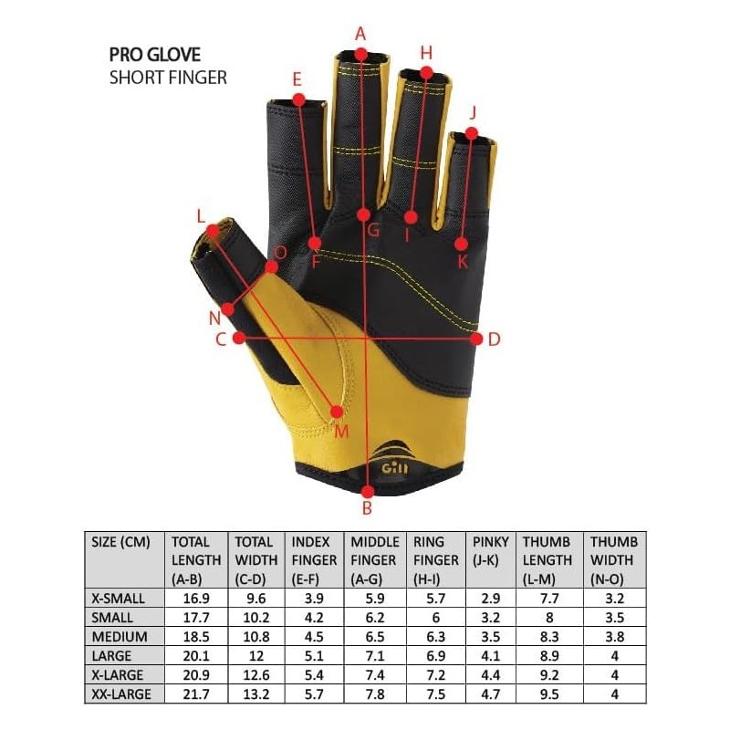 Gill Men's Pro Short Finger Sails and Gauntlets - Black