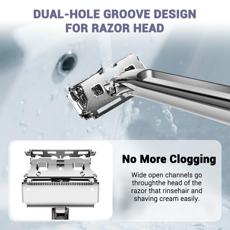 Dual-Blade Safety Razor Set With Magnetic Head & 110 Blades,