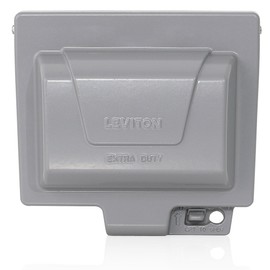 Leviton Outlet Box, Extra Duty While-In-Use Cover Includes Inserts for Single, Duplex and Decora/GFCI Receptacles, Vertical Mount, Metallic Enclosure, IUM1H-GY Outdoor Outlet Cover, Gray, Weatherproof