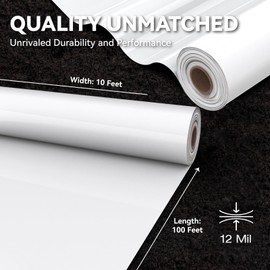 Crawl Space Vapor Barrier, 12 mil 10'x25', White Heavy Duty Plastic Sheeting - Thick Polyethylene Film, 12mil Crawlspace Liner, Drop Cloth Vapor Barrier Covering for Crawlspace and Basement