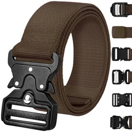 TECEUM Tactical Belt – Brown B3 S – Heavy-Duty Military, Work, Hiking,Rigger, Utility, EDC Men’s Belts – Quick-Release – Nylon Web