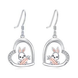 VONALA Bunny earrings 925 Sterling Silver Cute Rabbit Dangle Earrings Animal Jewelry for Women Girls