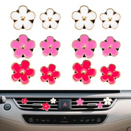 Zoyiancy 12Pcs Flower Car Air Freshener Vent Clip, Cute Conditioning Outlet Clip, Daisy Charm Interior Decor Accessories for Women Girls (White, Pink, Light Pink)