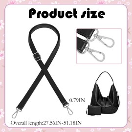 PLABBDPL Women's Leather Shoulder Strap Carry Strap, Bag Shoulder Strap Strap for Purse Handbags, Adjustable Replacement Crossbody Bag Strap, Shoulder Strap (Black), C