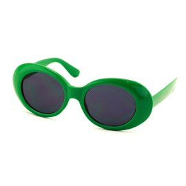 V.W.E. Vintage Sunglasses UV400 Bold Retro Oval Mod Thick Frame Sunglasses Clout Goggles with Dark Round Lens (Green)