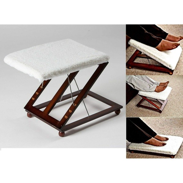 New Adjustable FOOTREST Stool Comfortable Height & Angle Leg Rest Relax Wooden