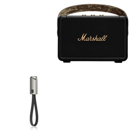 BoxWave Cable Compatible with Marshall Kilburn II - USB Type-C Keychain Charger, Key Ring USB Type-C to Type-A 8 in USB Cable - Jet Black
