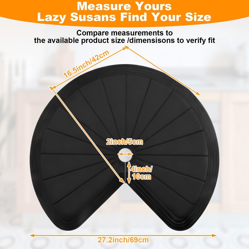 PercyEffie 2pcs Lazy Susan Shelf Liner 27In Silicone Lazy Susan