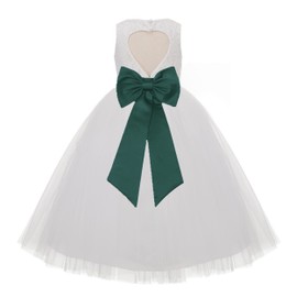 Ivory Floral Lace Heart Cutout Toddler Flower Girl Dress Baptism Dresses 172T 14