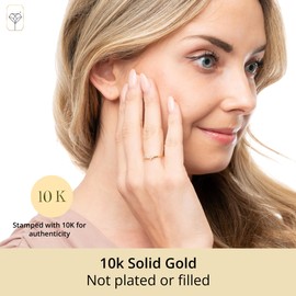 MAX + STONE 10K Gold Horizontal Cross Cubic Zirconia Ring | 10K Real Yellow Gold Band | Anti-Tarnishing and Hypoallergenic 10k Gold CZ Ring | Cross Ring for Women in Sizes 6-8, Metal Gemstone, Cubic