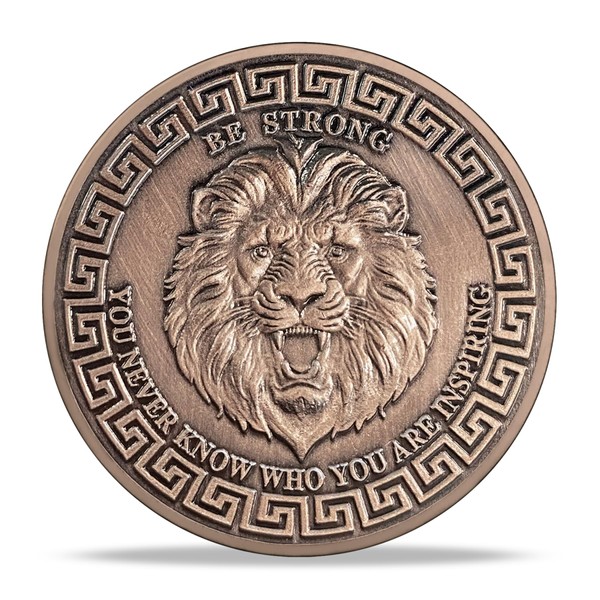 RYUKENLM Christian Knight Challenge Coin-Lion, Sword, and Shield-Symbol of Courage,