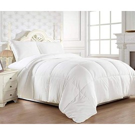 Elegance Linen Super Soft Goose Down Alternative Double Filled Comforter, King, White