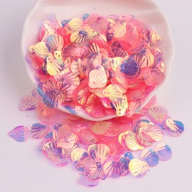 Pack of 360 Shell Sequins, Shell Shape Sequins Craft Loose Sequins Cup Iridescent Spangles Handmade DIY Creative Colour Beads Sequins for Crafts Wedding Decoration 13 mm, Dark Pink