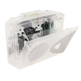 Portable Cassette Player with Built-in Speakers, 3.5mm Jack, FM/AM Radio, USB Powered, Cassette Tape Player, for Home and Outdoor Use (Transparent)