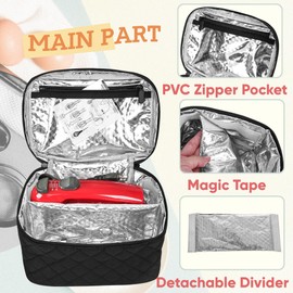 FURIMETY Quilted Electric Hand Mixer Carrying Bag for KitchenAid 5/6/7/9 Ultra Power Speed Mixers, Hand Mixer Electric Handheld Bag with Handle for Kitchenaid Mixer Attachments, Black