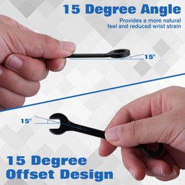 GOLD DEER 10PCS Mini Wrench Set Standard Metric 4mm-11mm Ignition Wrenches Open End and Box End Combination Wrench Set with Portable Pouch and Key Rings, Black Electrophoretic Coating