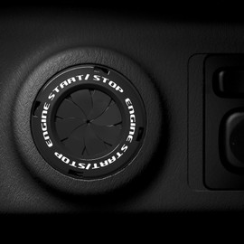 BOMGLING Push Start Button Cover, Rotary Car Engine Push to Start Button Cover, Engine Start Stop Button Cover Decoration DIY Car Gift Fashion,Black