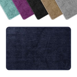 Vinsani Bath Mat Non Slip Bathroom Mat Thickened Fluffy Microfiber Machine Washable Shower Rug Ultra Soft Water Absorbent For Home Bathroom Kitchen – Navy (50 x 80cm)