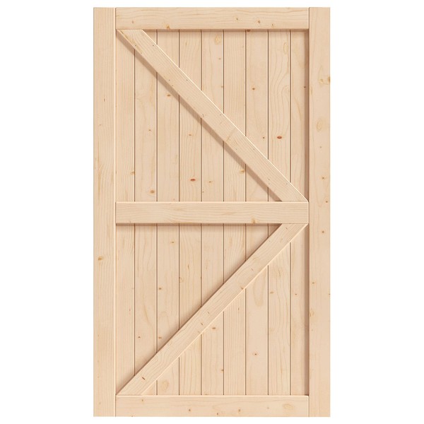EaseLife 48in x 84in Sliding Barn Wood Door,Interior Doors,DIY Assemblely,Solid Natural Spruce Panelled Slab,Easy Install,Apply to Rooms & Storage Closet,K-Frame