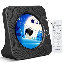 KOVCDVI CD Player for Home Desktop CD Player with Speakers CD Players Bluetooth 5.0 with Remote Control Dust Cover Display FM Radio Timer USB AUX Headphone Port Black