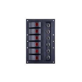 Marine Boat SPLASHPROOF Switch Panel Circuit Breaker 6 Gang LED Indicator Rocker