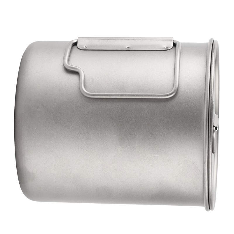 Outdoor Drinking Cup with Foldable Handle Titanium Mug with Lid