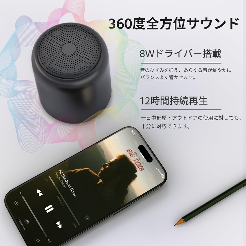 Bluetooth Speaker, IPX7 Waterproof, Bath, Compact, Wireless, 12 Hours Continuous