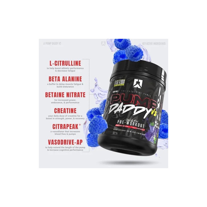 Ryse Pump Daddy 40 Serv Pre-entr Sabor Blue Raspberry Blue