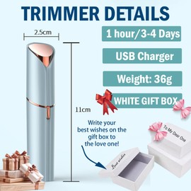 Lady Shaver for Women, Facial Hair Remover USB Rechargeable Hair Removal Device for Peach Fuzz/Facial Hair/Lip/Chin Travel Size with Gift Box (Blue)