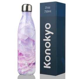 Konokyo Insulated Water Bottles,25oz Double Wall Stainless Steel Vacumm Metal Flask for Sports Travel,Marble-Dawn
