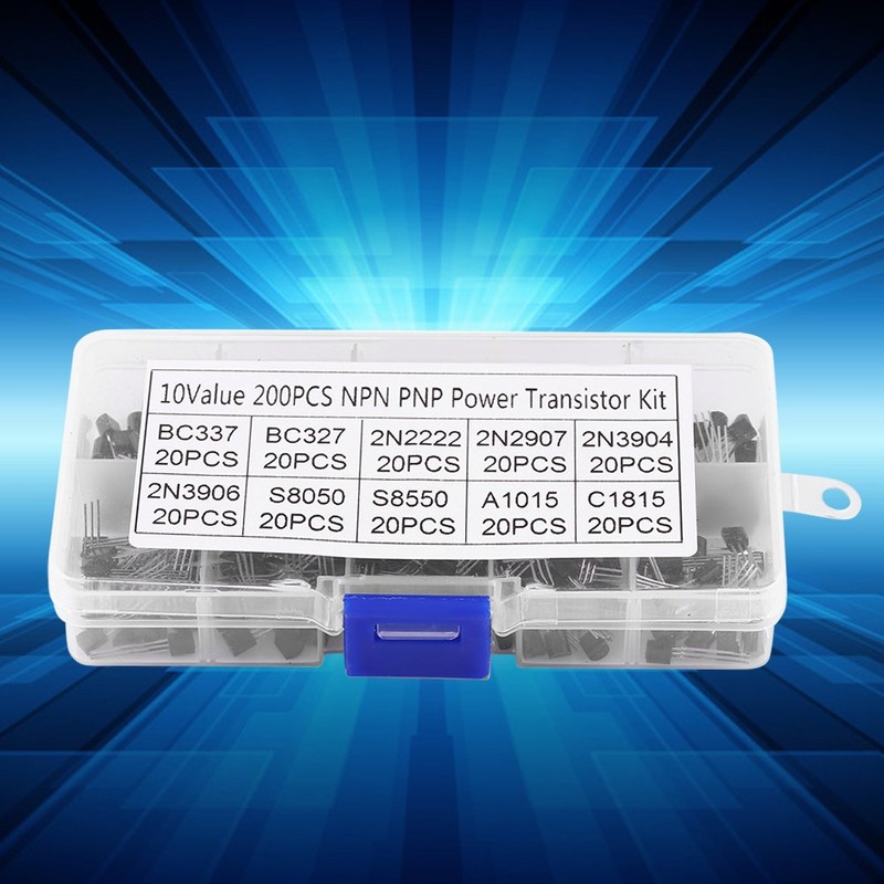 200 pieces 10 values silicon transistors assortment BC337, BC327, 2N2222,